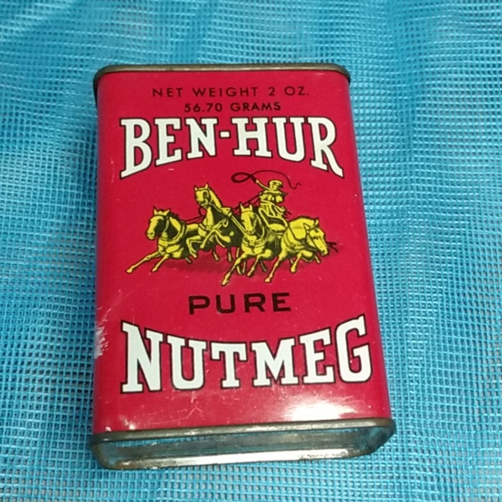 Vintage Ben-Hur Pure Nutmeg Spice Tin